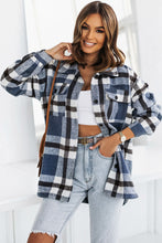 Load image into Gallery viewer, Plaid Dropped Shoulder Pocket Shacket