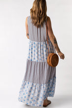 Load image into Gallery viewer, Mixed Print Tie-Neck Sleeveless Maxi Dress