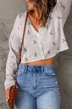 Load image into Gallery viewer, Floral Button Down Cropped Cardigan
