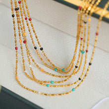 Load image into Gallery viewer, 18K Gold-Plated Oil Drip Bead Necklace