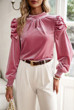 Load image into Gallery viewer, Mock Neck Puff Sleeve Blouse