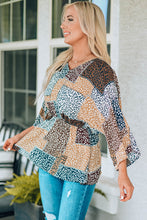 Load image into Gallery viewer, Leopard Patchwork V-Neck Top