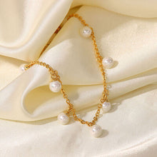 Load image into Gallery viewer, Pearl 18K Gold-Plated Charm Anklet