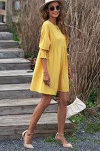 Load image into Gallery viewer, Round Neck Lantern Sleeve Mini Dress