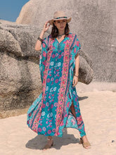 Load image into Gallery viewer, Printed Tie Neck Short Sleeve Dress