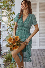 Load image into Gallery viewer, Leopard Frill Trim Flutter Sleeve Dress