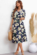 Load image into Gallery viewer, Floral Collared Neck Tiered Midi Dress