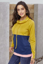 Load image into Gallery viewer, Color Block Raglan Sleeve Drawstring Sweatshirt