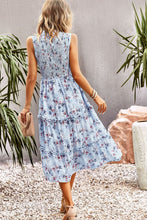 Load image into Gallery viewer, Frill Trim Smocked Sleeveless Midi Dress