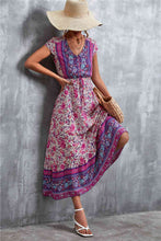 Load image into Gallery viewer, V-Neck Short Sleeve Printed Maxi Dress