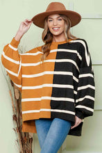 Load image into Gallery viewer, Striped Dropped Shoulder Round Neck Blouse