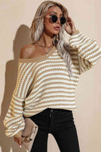 Load image into Gallery viewer, Striped Dropped Shoulder Sweater