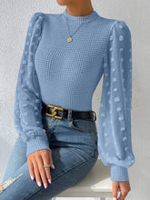 Load image into Gallery viewer, Swiss Dot Waffle-Knit Lantern Sleeve T-Shirt