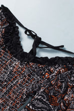 Load image into Gallery viewer, Printed Buttoned Balloon Sleeve Cropped Blouse
