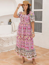 Load image into Gallery viewer, Plus Size Printed Square Neck Ruffle Hem Dress