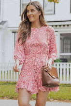 Load image into Gallery viewer, Leopard Round Neck Ruffle Hem Dress