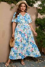 Load image into Gallery viewer, Plus Size Tied Surplice Short Sleeve Maxi Dress