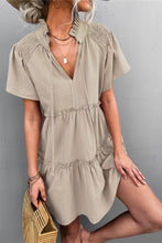 Load image into Gallery viewer, Tie-Neck Frill Trim Tiered Dress