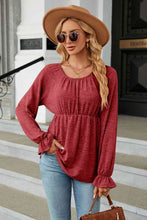 Load image into Gallery viewer, Round Neck Flounce Sleeve Blouse