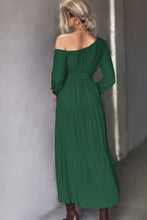 Load image into Gallery viewer, Belted One-Shoulder Tiered Maxi Dress