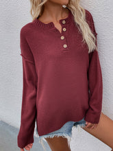 Load image into Gallery viewer, Buttoned Exposed Seam High-Low Sweater