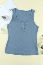 Load image into Gallery viewer, Plus Size Quarter Button Ribbed Tank