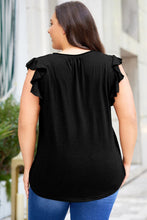 Load image into Gallery viewer, Plus Size Flutter Sleeve Notched Blouse