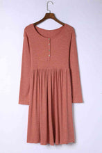 Load image into Gallery viewer, Plus Size Round Neck Long Sleeve Button-Up Midi Dress