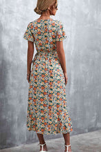 Load image into Gallery viewer, Floral Surplice Neck Tied Midi Dress