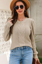 Load image into Gallery viewer, Cable-Knit Long Sleeve Round Neck Sweater