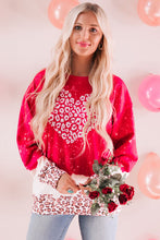 Load image into Gallery viewer, Heart Leopard Round Neck Sweatshirt