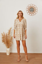 Load image into Gallery viewer, Floral Tie Neck Ruched Babydoll Dress