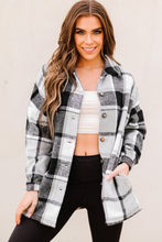 Load image into Gallery viewer, Plaid Dropped Shoulder Pocket Shacket
