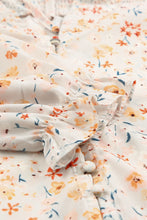 Load image into Gallery viewer, Floral Smocked Tie-Neck Buttoned Blouse