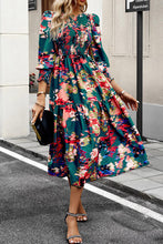 Load image into Gallery viewer, Printed Smocked Lantern Sleeve Ruffled Dress