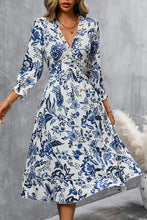 Load image into Gallery viewer, Printed V-Neck Ruffle Hem Flounce Sleeve Dress