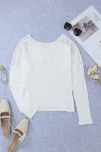 Load image into Gallery viewer, Ribbed V-Neck Spliced Lace Top