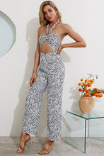 Load image into Gallery viewer, Leopard Print Cutout Halter Neck Jumpsuit