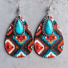 Load image into Gallery viewer, Artificial Turquoise Geometric Teardrop Earrings