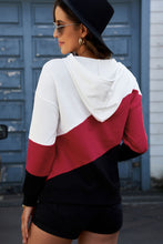 Load image into Gallery viewer, Color Block Quarter-Snap Hoodie with Kangaroo Pocket