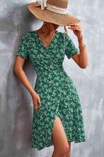 Load image into Gallery viewer, Floral Surplice Neck Flutter Sleeve Dress