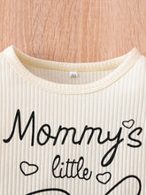 Load image into Gallery viewer, Baby Girl Graphic Ribbed Ruffle Shoulder Bodysuit and Printed Pants Set