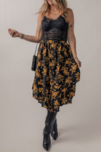 Load image into Gallery viewer, Floral Buttoned Ruffle Hem Skirt