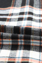 Load image into Gallery viewer, Plaid Drawstring Button Front Hooded Jacket
