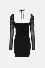 Load image into Gallery viewer, Crisscross Spliced Mesh Cutout Mini Dress