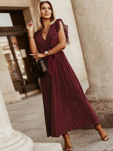 Load image into Gallery viewer, Tied Surplice Cap Sleeve Pleated Dress