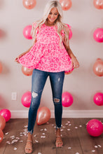 Load image into Gallery viewer, Leopard Round Neck Tiered Blouse