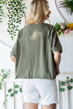 Load image into Gallery viewer, Distressed Asymmetric Hem Cropped Tee Shirt