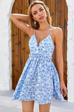 Load image into Gallery viewer, Floral Plunge Frill Trim Mini Dress