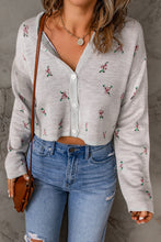 Load image into Gallery viewer, Floral Button Down Cropped Cardigan